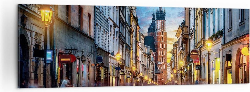 Bild auf Leinwand - Leinwandbild - Einteilig - Krakau Kirche Mariacki - 160x50cm - Wand Bild - Wanddeko - Wandbilder - Leinwanddruck - Bilder - Wan...