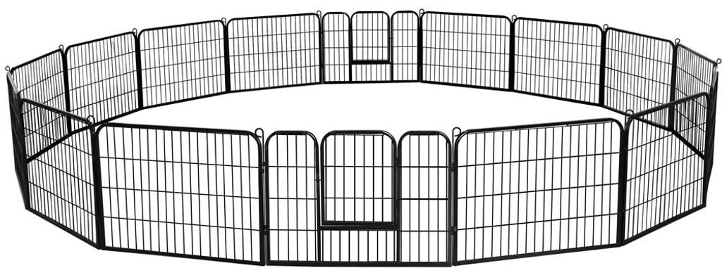 Parc à chiot/clôture 613783 noir 16 pcs, 2 portes, hauteur Image du produit 