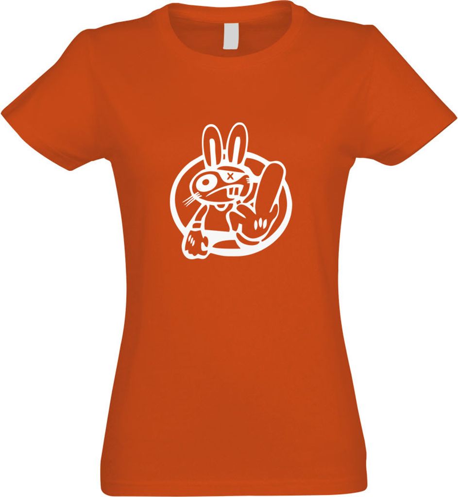 Kiwistar - T-Shirt tailliert - Damen - orange - Drift Rabbit - mit Motiv Bedruckt - Funshirt Design - Sport - Freizeit - Damen - M