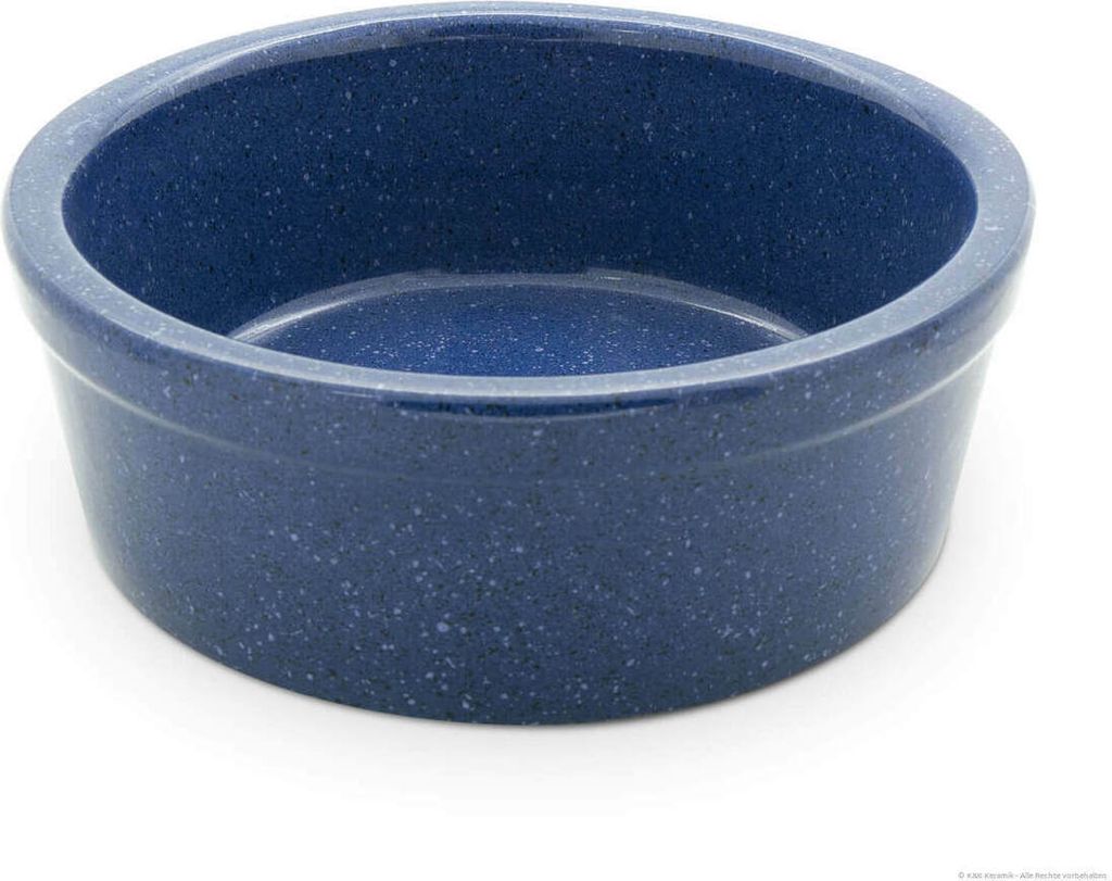 KERAZO 3,8 Liter Hunde Napf Fressnapf Wassernapf 28x11 cm aus robuster, schwerer Keramik, Farbe: BLAU-GRANIT