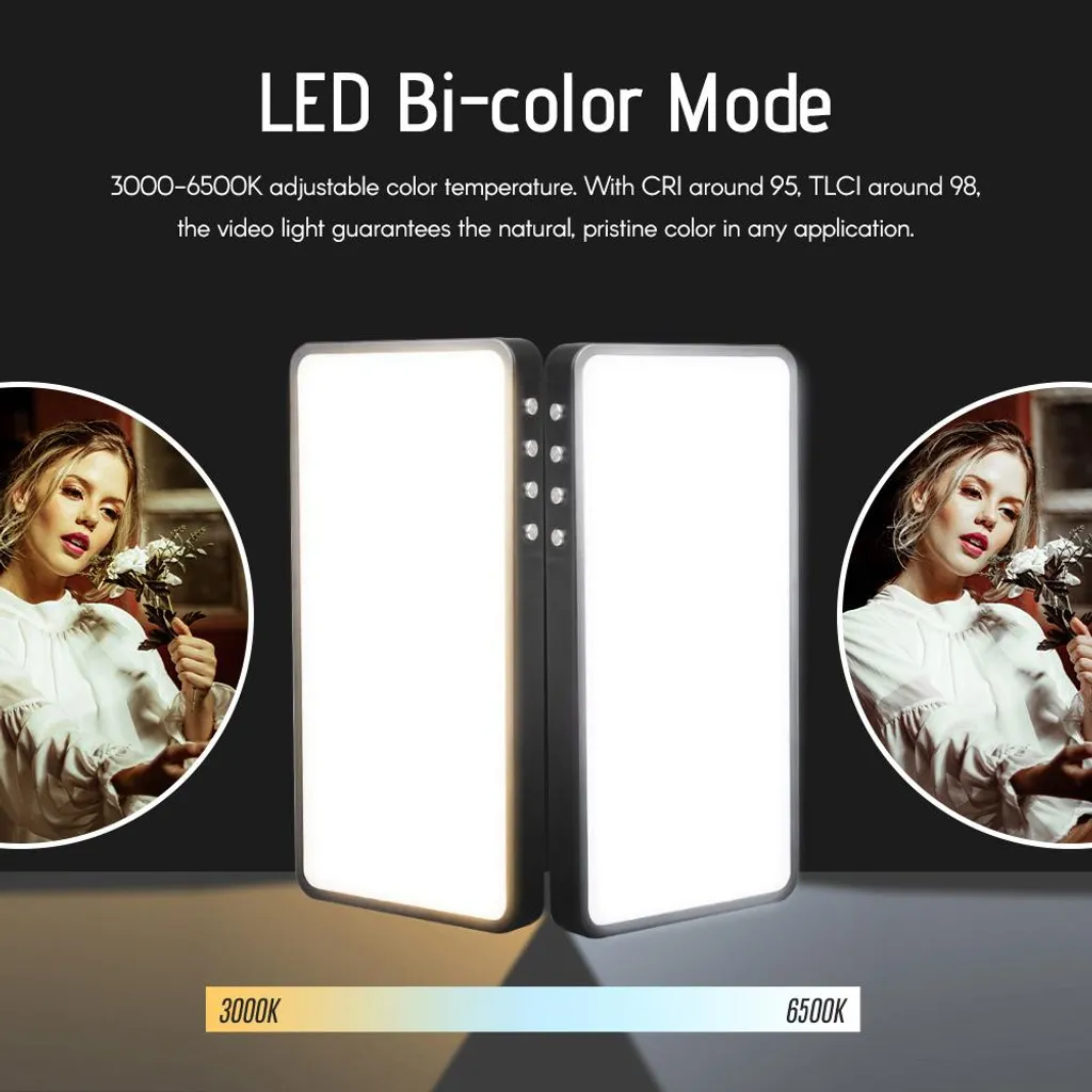 Andoer Lampe Vidéo RGB CRI ≥ 95 - Panneau LED Portable 30 Effets Couleur