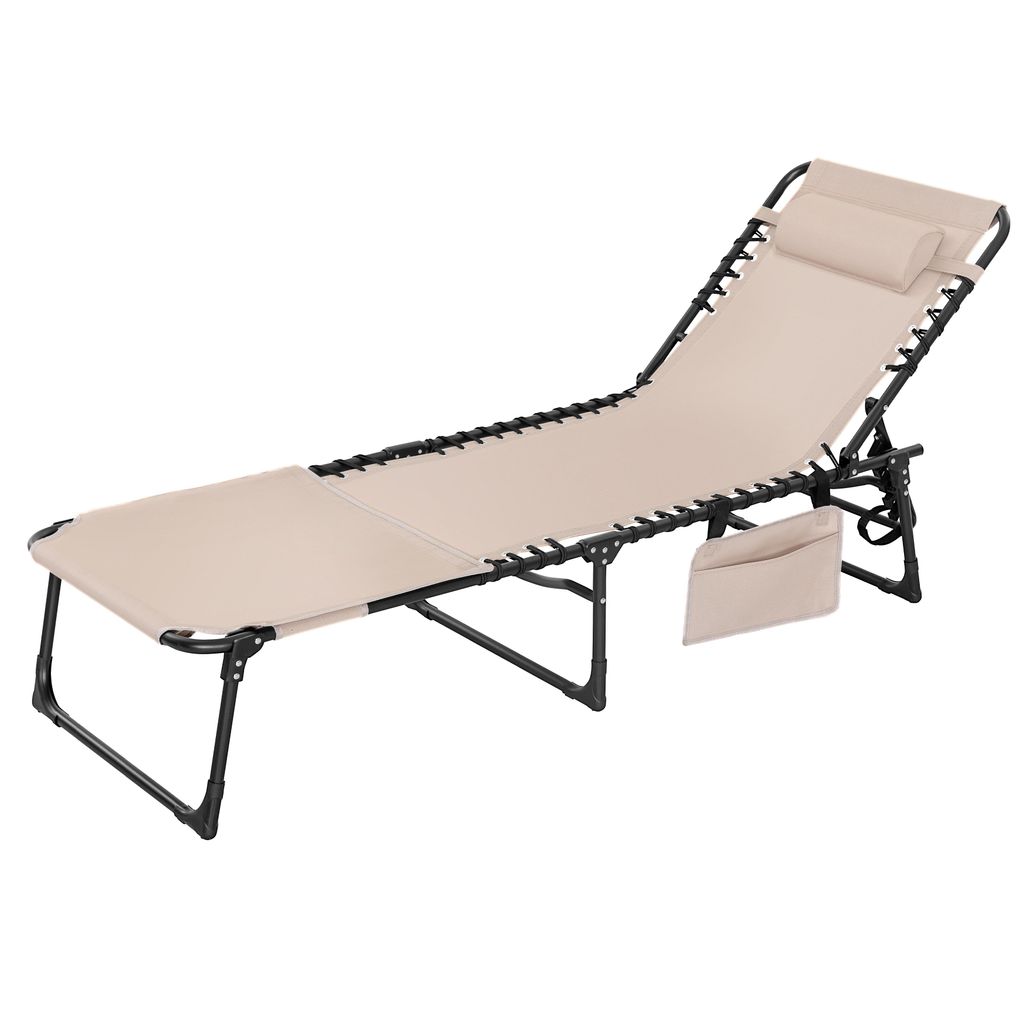 Avestar klappbare Sonnenliege Textilene mit Kissen, khaki, Produktbild 
