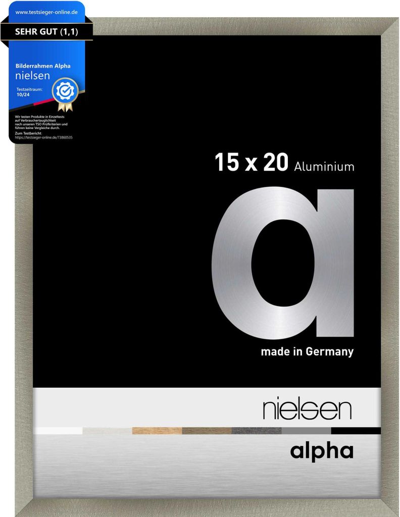 nielsen Aluminium Bilderrahmen Alpha, 15x20 cm, Brushed Edelstahl