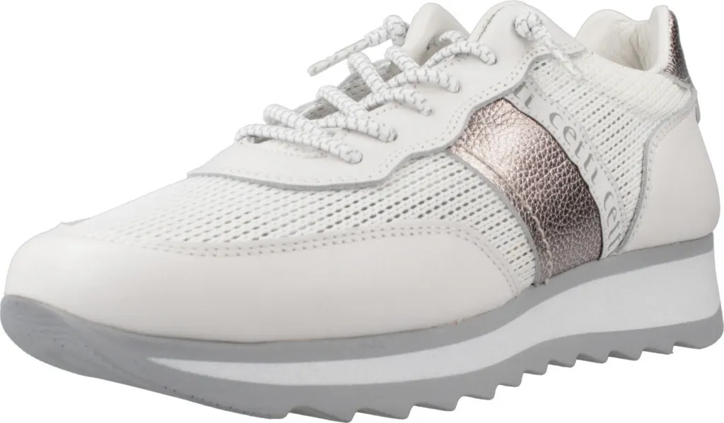 Sneaker en cuir blanc Cetti femme avec semelle compensée