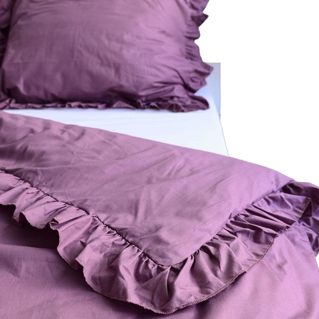 Bettwäsche Mit Rüschen Schlafzimmer Bettdeckenbezug 160X200 Cm Retro-Rosa