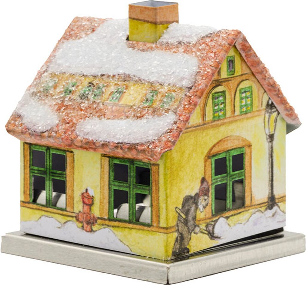 KNOX - Räucherhaus Jahreszeiten Stadthaus Winter - Größe ca. 6,5cm, für Räucherkerzen der Größe M (Standard) - 202022
