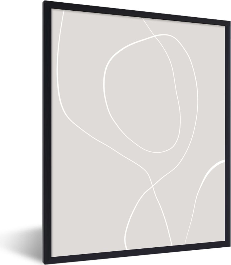 MuchoWow Gerahmtes Poster Linienkunst - Abstrakt - Pastell 60x80 cm - Poster mit Schwarzem Bilderrahmen Wandposter Rahmen Foto Bilder - Premium -...