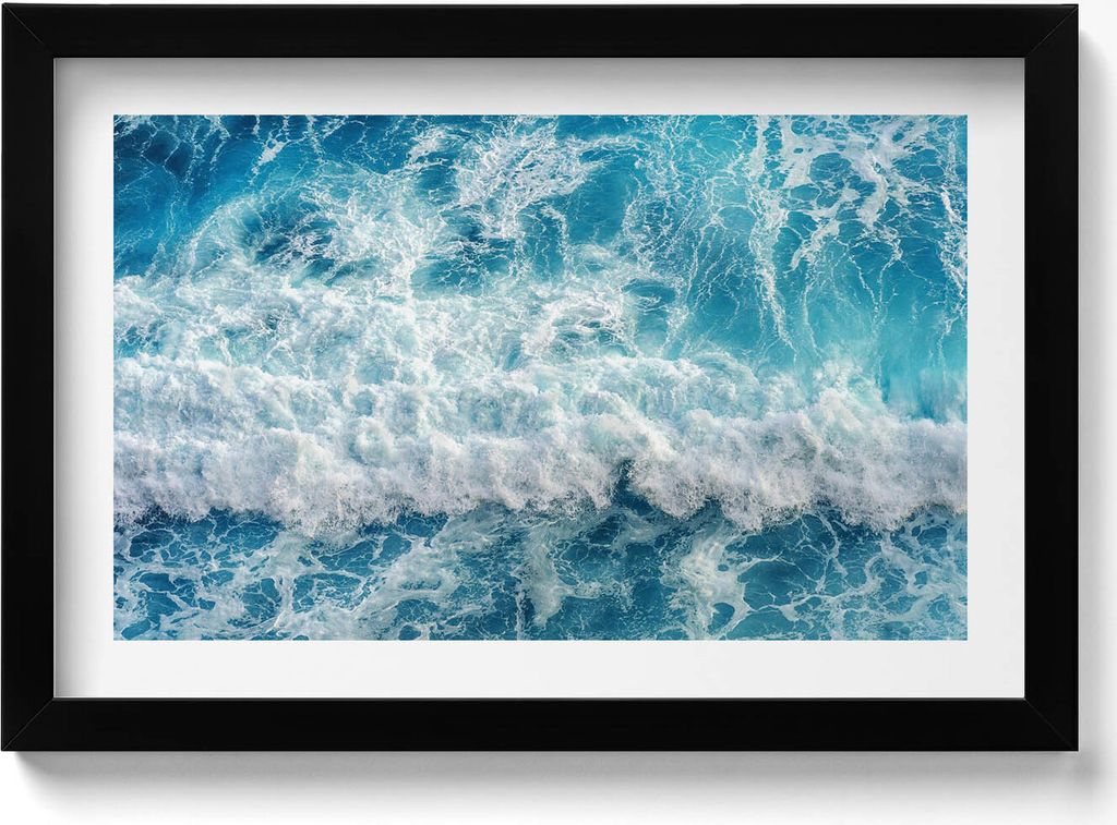 Vogelperspektive einer Meereswelle– Wandbild mit Rahmen – Gerahmtes Bild – Wanddekoration – 30x20 cm – Schwarz Rahmen