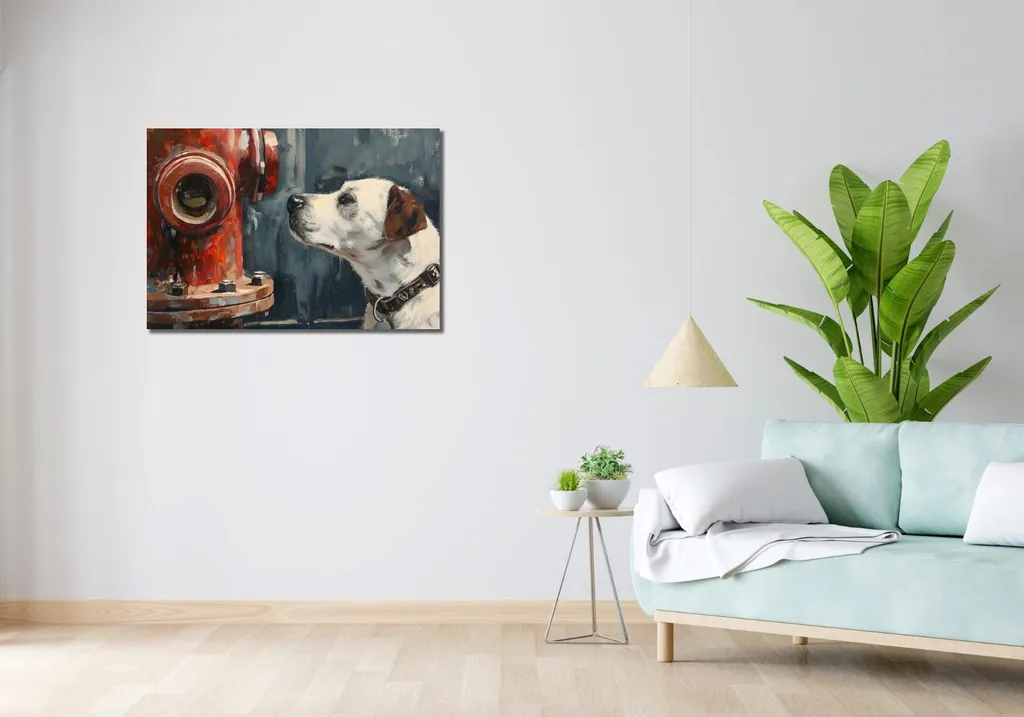 Tableau Image 90 x 60 cm Copain près d'une borne d'incendie déco