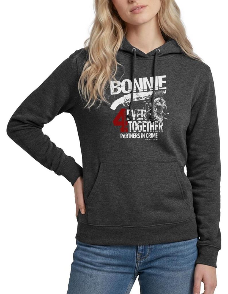 Spreadshirt Bonnie & Clyde Kostüm Partnerlook Partneroutfit Pärchen Bonnie Damen Hoodie, XXL, Anthrazit