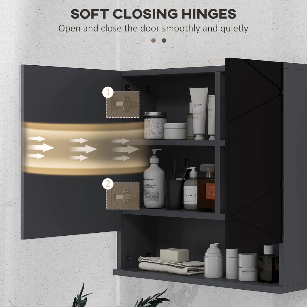 Spiegelschrank, Badspiegelschrank Mit 3 Regalen Wandschrank Mit Spiegel 1181168