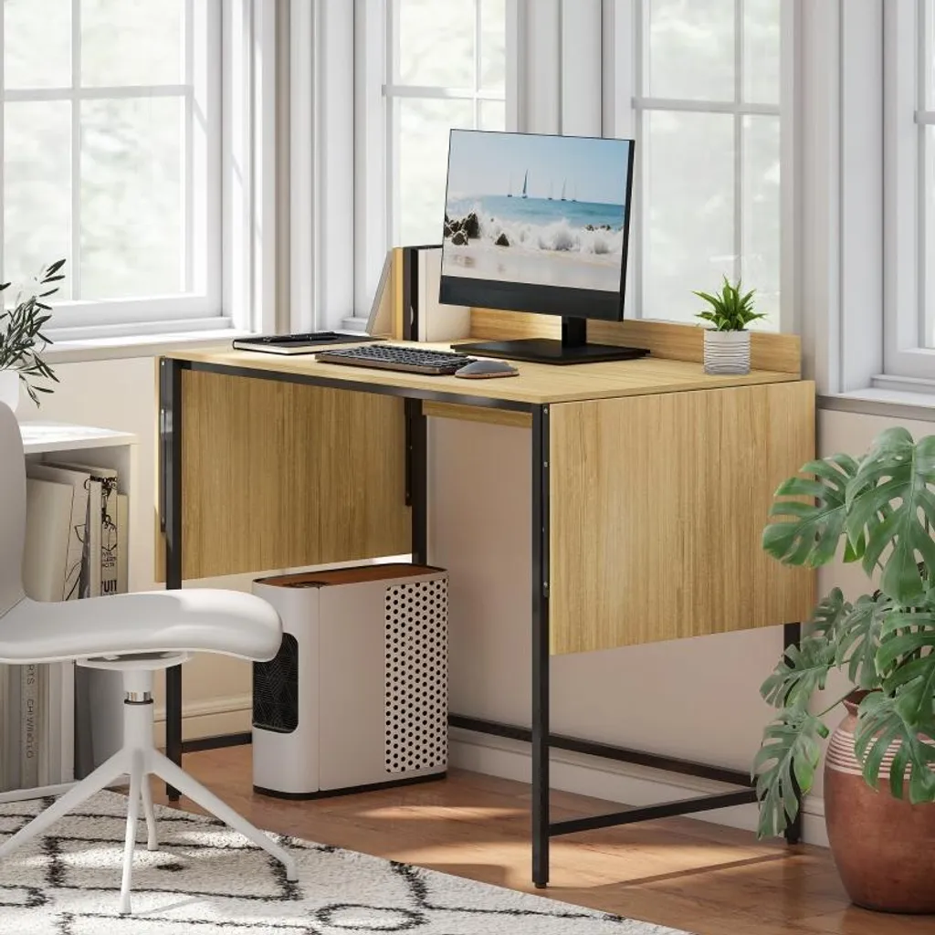 Table d'ordinateur pliable pour télétravail avec support clavier noir - 5