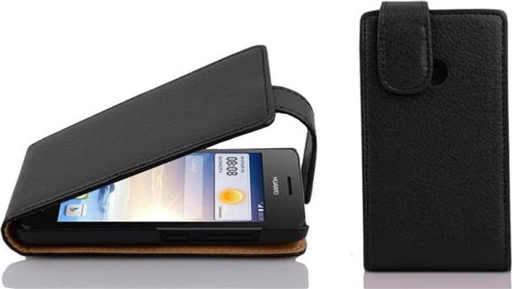 Cadorabo Schutzhülle für Huawei ASCEND G330 Hülle in Schwarz Flip Etui Handyhülle Case Cover Kunstleder