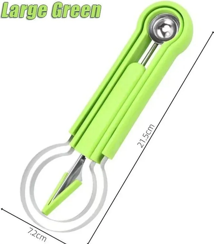 Affetta Anguria 3-in-1 in Acciaio Inox - Gadget Cucina Verde Ergonomico - 2