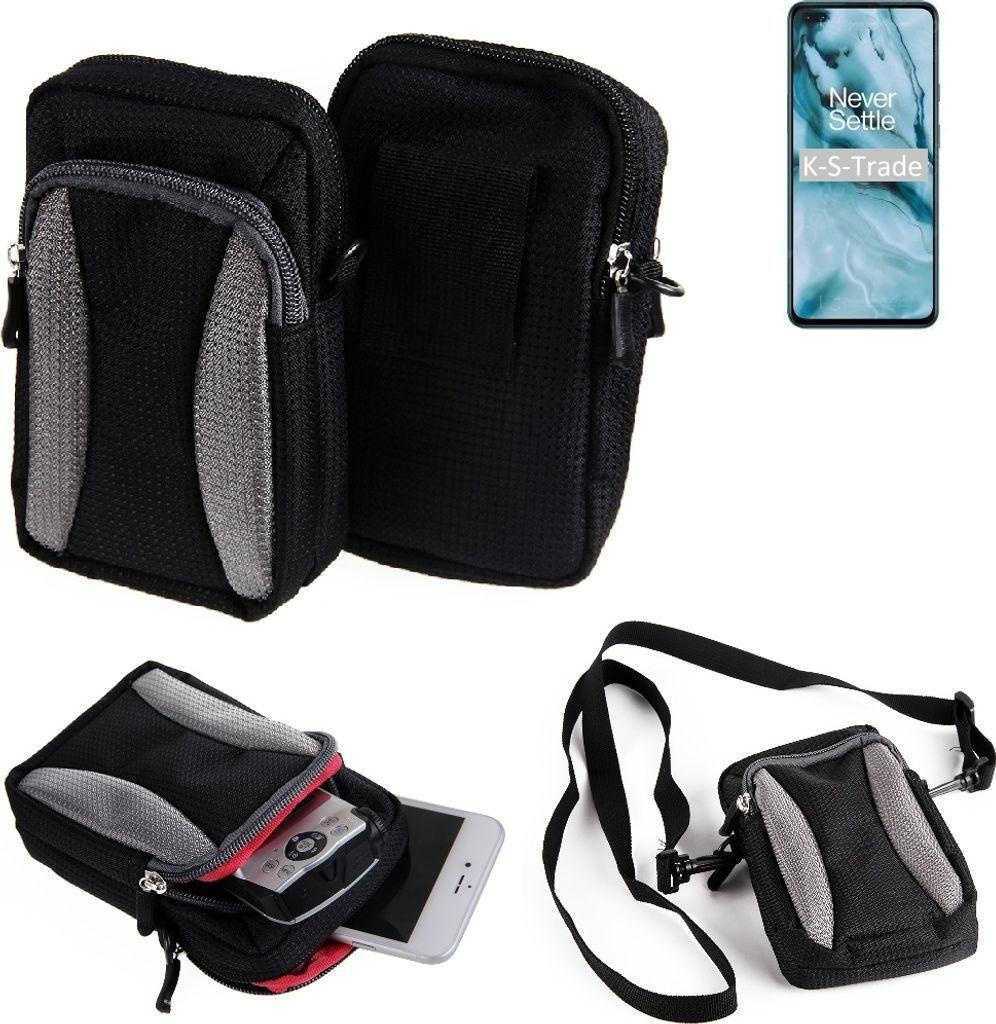 K-S-Trade Holster Schutz Hülle kompatibel mit OnePlus Nord N10 5G Handy Hülle Gürteltasche Umhängetasche mit Zusatzfach schwarz