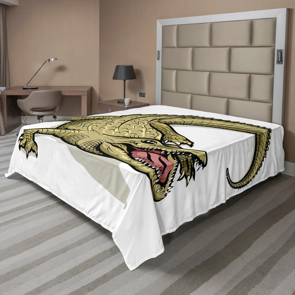 Drap de Dessus Décoratif à Motif Reptile Exotique pour Lit Double