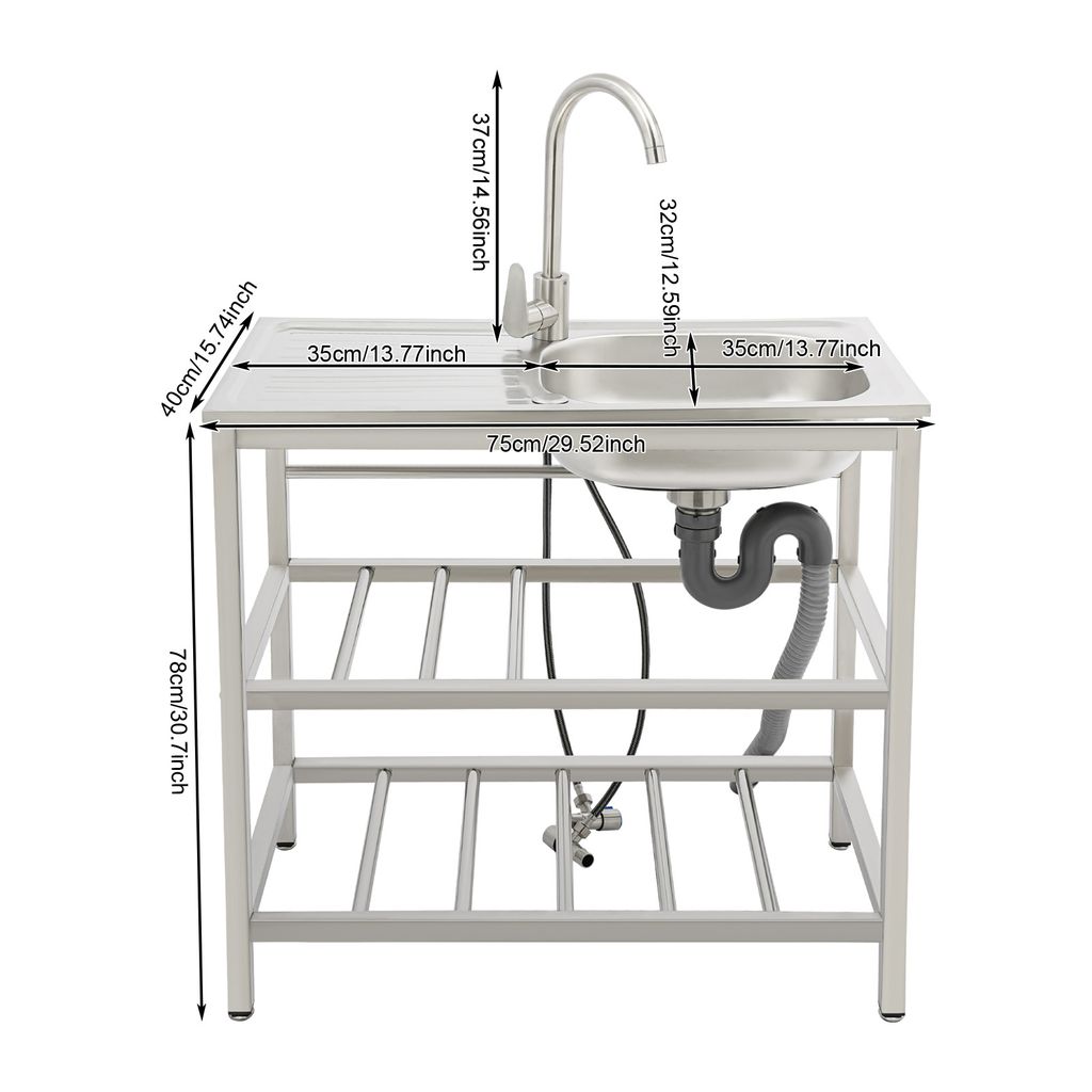 Sinks 75*40*78cm Volně stojící dřez Kuchyňský dřez z Obrázek produktu 2