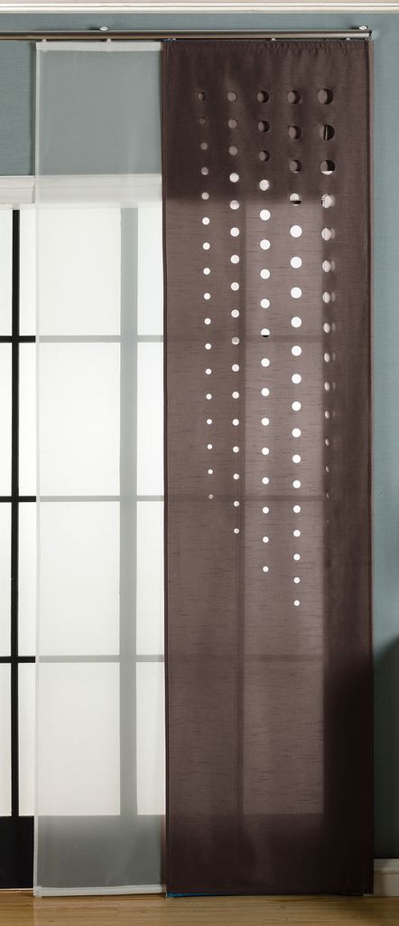 2er-Pack Schiebegardine Flächenvorhang Toledo Lasercut Wildseide Optik Voile , Braun, 245x60 cm (HxB) inkl. Paneelwagen und Beschwerungsstangen, 1...