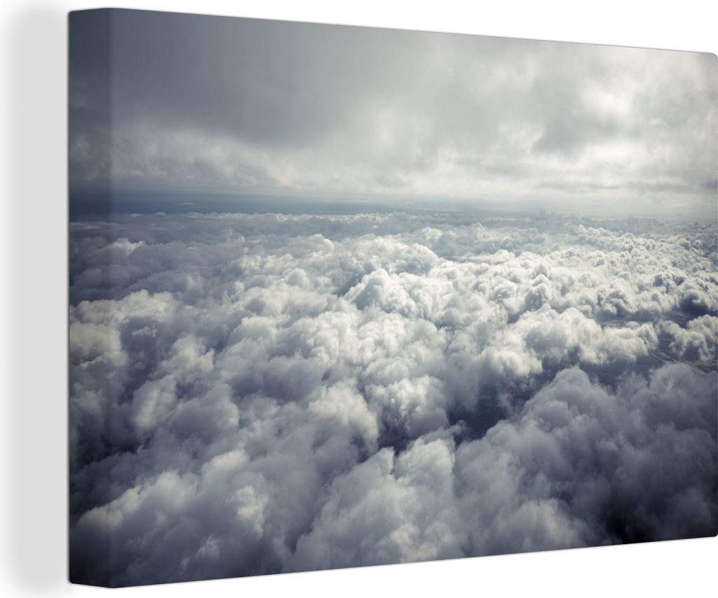 OneMillionCanvasses - Leinwandbilder - 140x90 cm, Luftaufnahme von vielen und großen Wolken, Wandbilder Kunstdruck Wanddekoration - Foto auf Lei...
