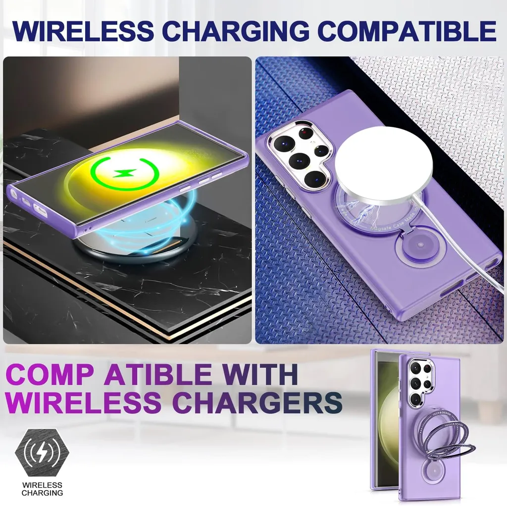 Elegante Cover Viola per Samsung S23 Ultra - MagSafe & Stand - 5