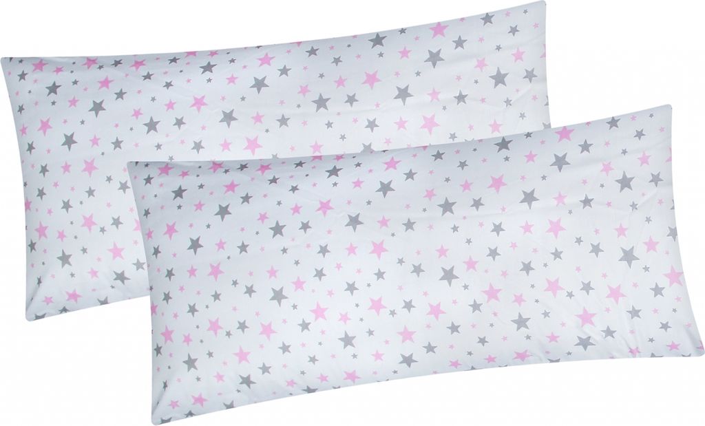 2er Set Kissenbezug in 40x80 cm Renforcé 100% Baumwolle - Sterne - Kopfkissen-Bezug, Kissenhülle, Dekokissenbezug, Kinder (640/2-40x80)