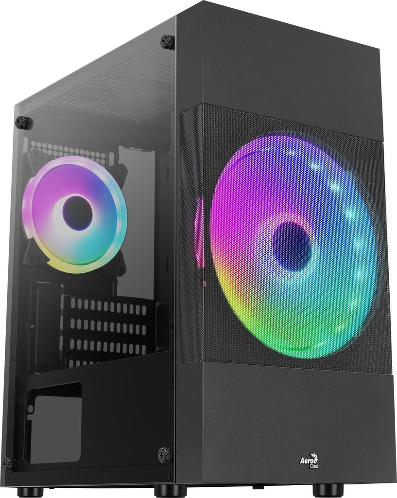 A computer case with RGB lighting.