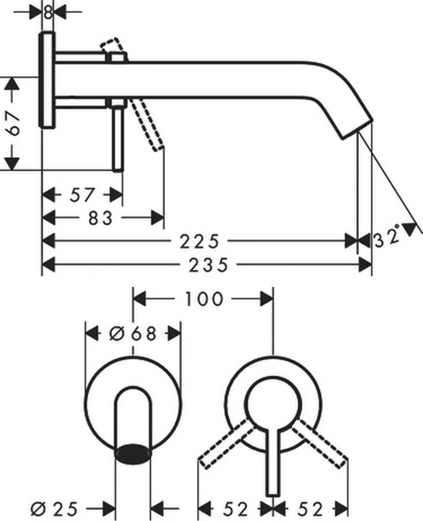HANSGROHE 73351670 2-otvorová podomietková umývadlová Obrázok produktu 