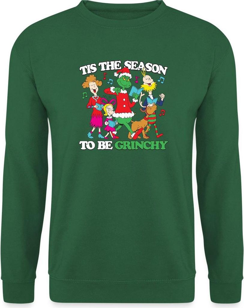 Spreadshirt Der Grinch Spruch The Season To Be Grinchy Uni Pullover, XXL, Grün