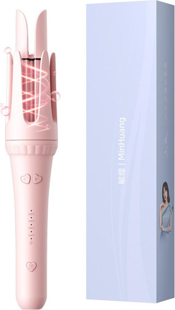 INF Automatische Haarwellenmaschine - Ionisch, Temperatur einstellbar, Nass & Trocken Rosa