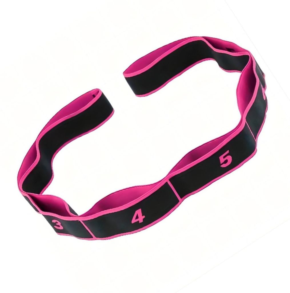 INF 2er-Set 8-teilig nummerierte Stoff-Widerstandsbänder 90cm für Yoga Schwarz+Rot