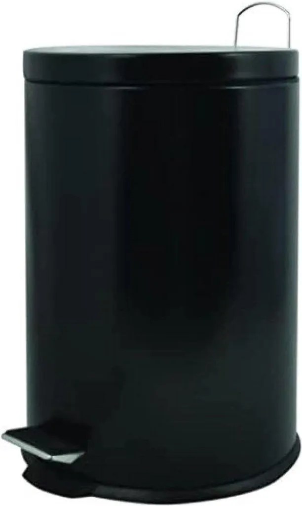Poubelle à pédale 20L en métal noir - Design robuste et élégant