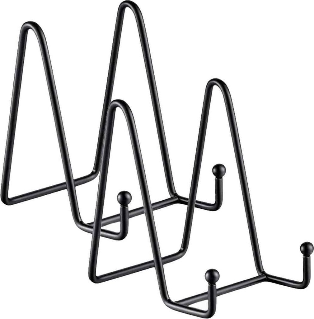 2-Stück Eisen Display Stand 6 Zoll schwarz Metall Platte Stand Easel Metall Fotorahmen für Foto-Kunst-Platten Bücher Bilder und Desktop-Kunstwer...