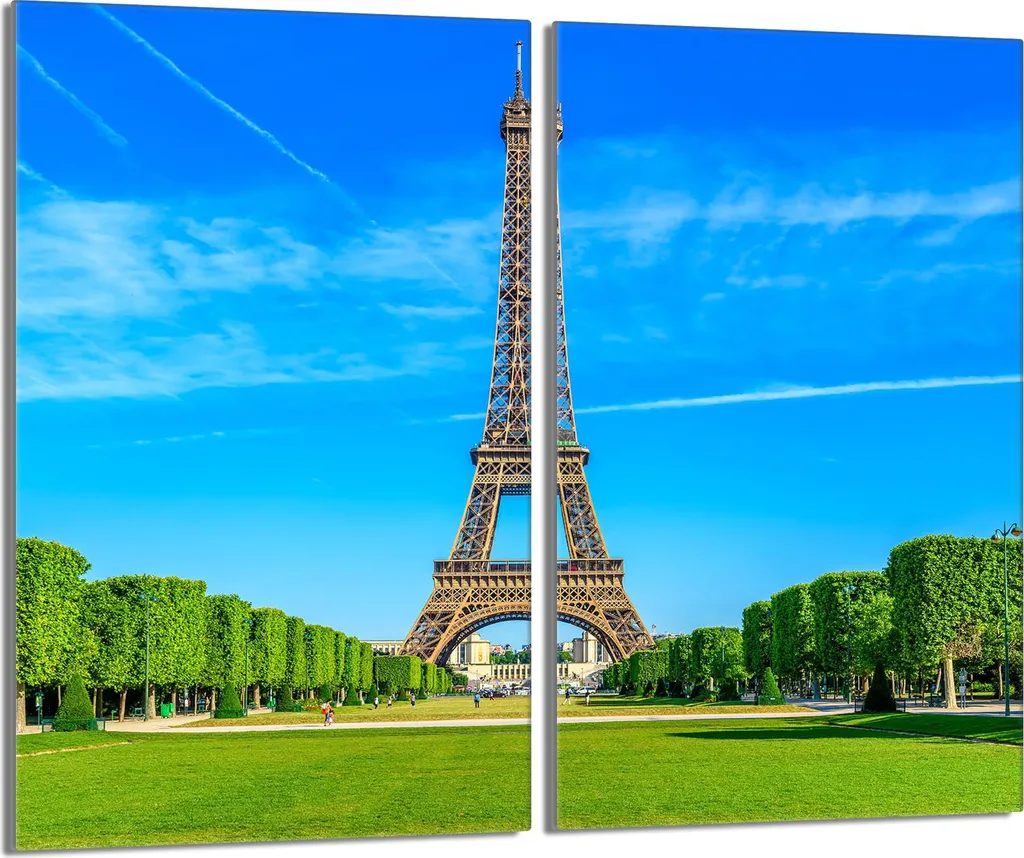 Coprifornelli in Vetro 30x52 Torre Eiffel - Protezione Cucina 2 Pezzi