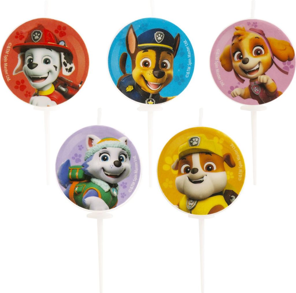 Candele per torte Paw Patrol 3 cm 5 pezzi Immagine del prodotto 