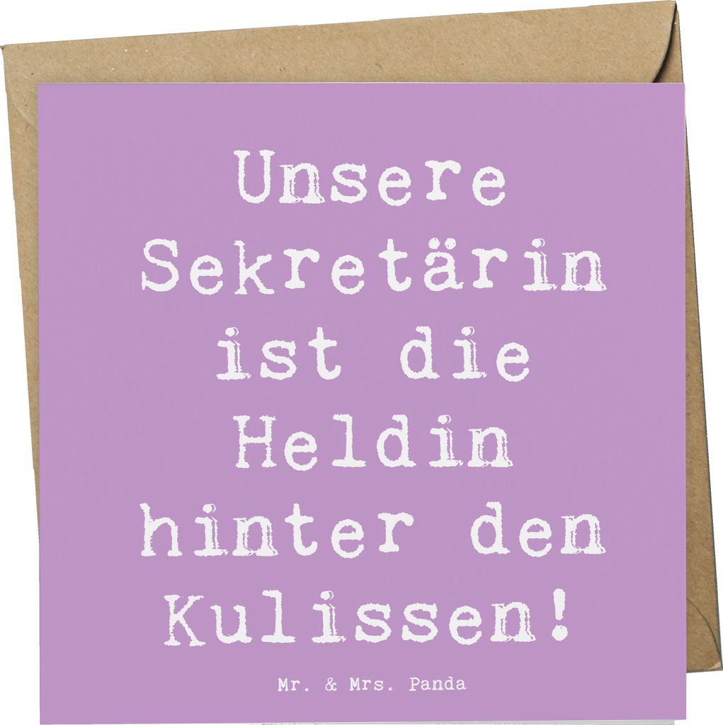 Mr. & Mrs. Panda Grußkarte Spruch Sekretärin Heldin - Lavendeltraum - Geschenk, Anerkennung, Glückwunschkarte, unsichtbare, Bedanken, faltkarte,...
