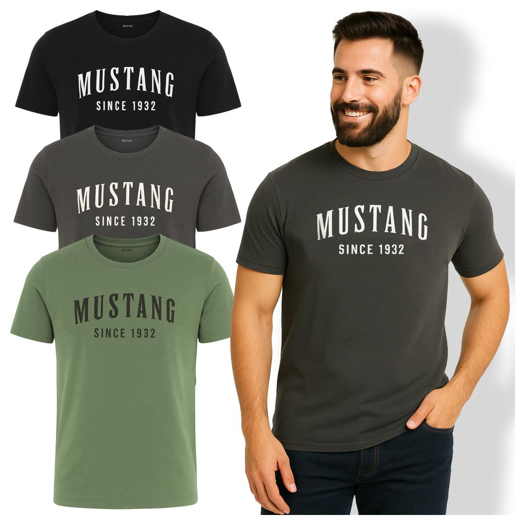 Mustang Herren T-Shirt 3er Set aus Baumwolle Modell 4260 Größe XL
