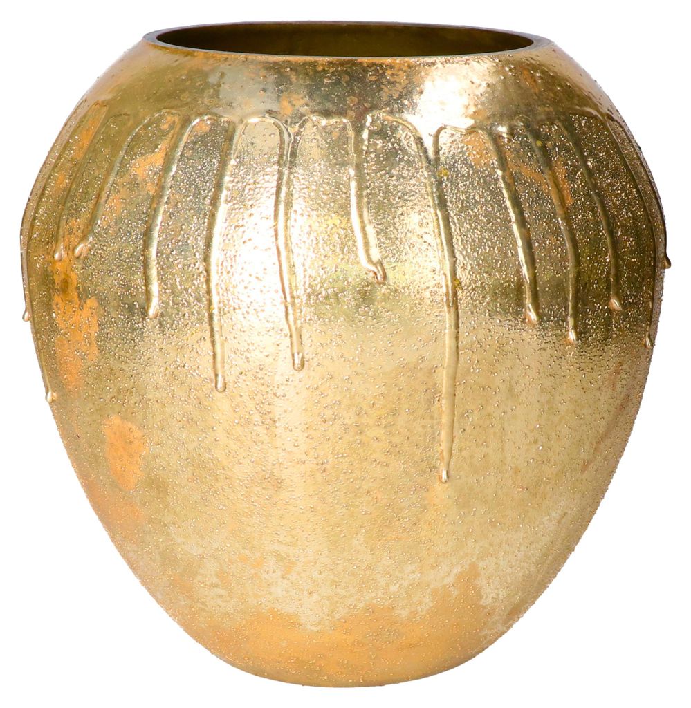 Vase Oman Drip - gold - Glas - Tropfeffekt - D26 x H26 cm - Blumenvase