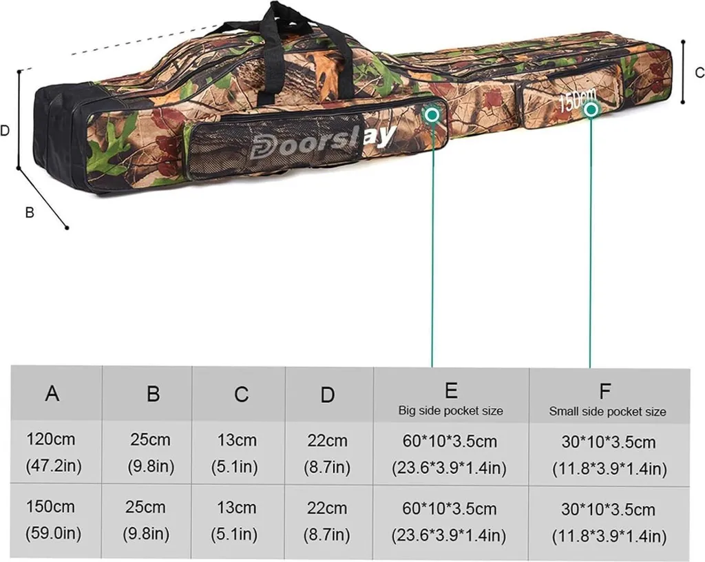 Sac de pêche portable 150cm multi-compartiments 3 plis modulable - 4