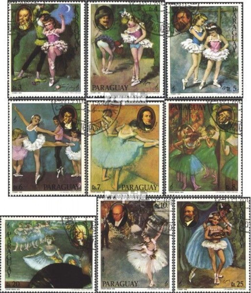 Briefmarken Paraguay 1980 Mi 3291-3299 (kompl.Ausg.) gestempelt Berühmte Musiker und Ballettszenen