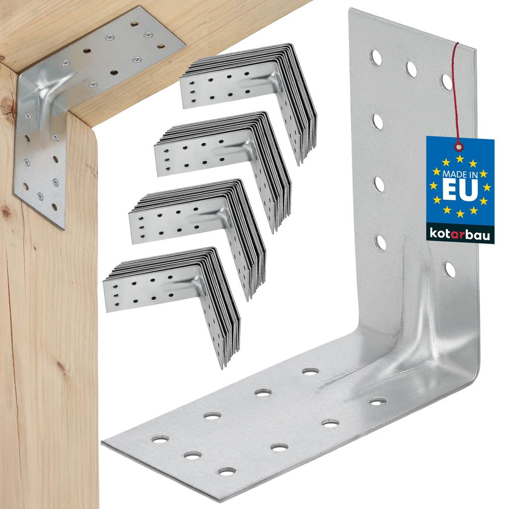 KOTARBAU 50er Set Winkelverbinder Regalwinkel 125x125x55mm Schwerlastwinkel Anschlagwinkel Verstärkter Metallwinkel Bauverbinder Verzinkter Stahl