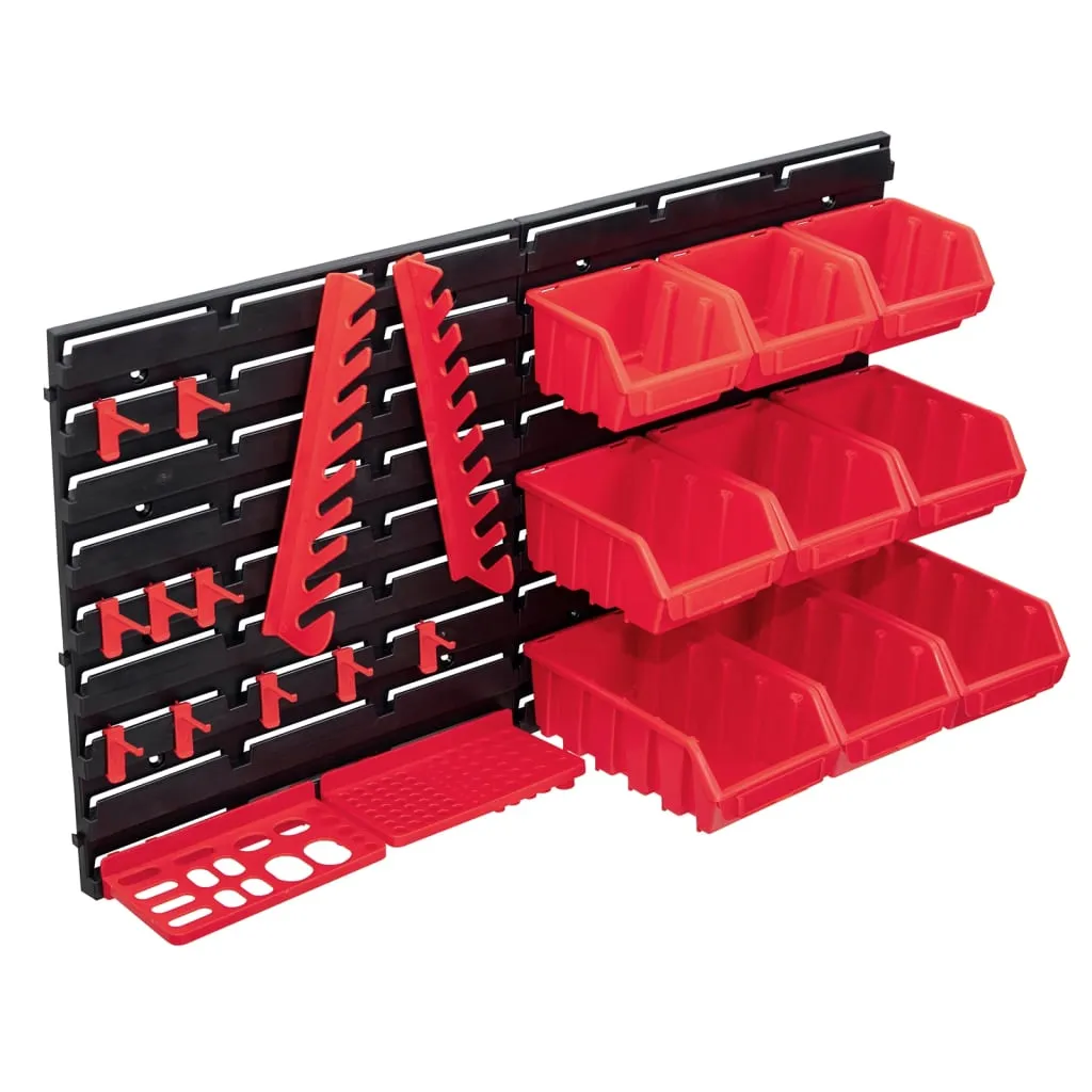 Kit Rangement Mural Anti-Désordre pour Petites Pièces Rouge et Noir