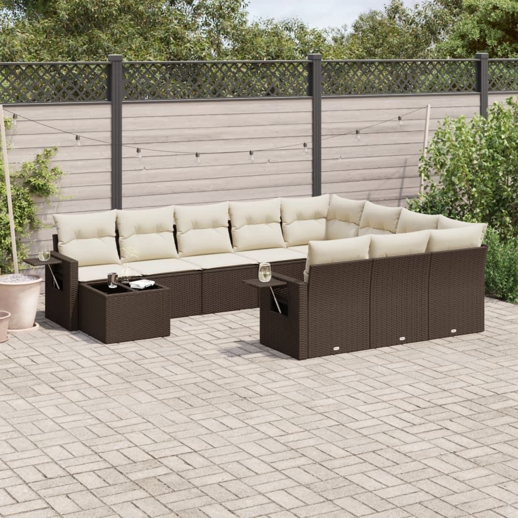 Maison Exclusive - 11-tlg. Garten-Sofagarnitur mit Kissen Braun Poly Rattan