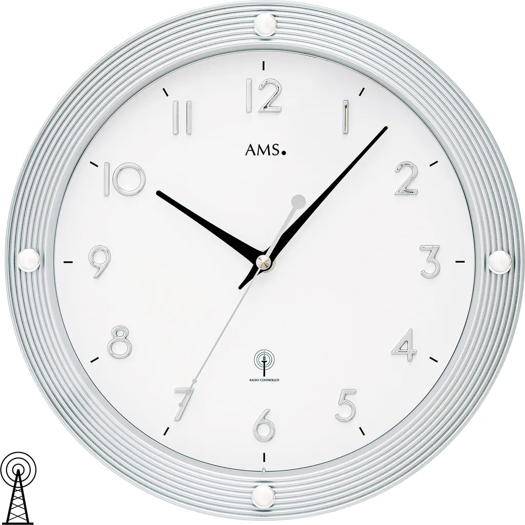 Horloge de Bureau Radiopilotée AMS 5500 Lecture Facile Heure Précise