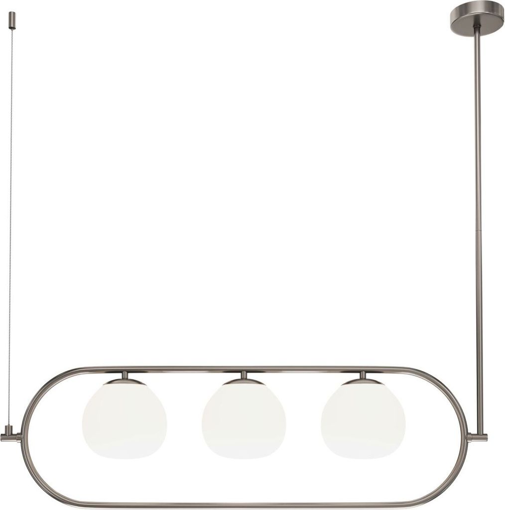 Hängeleuchte Metall Glas H: max. 137 cm Nickel Weiß E14 3-flammig Kugelschirm Modern