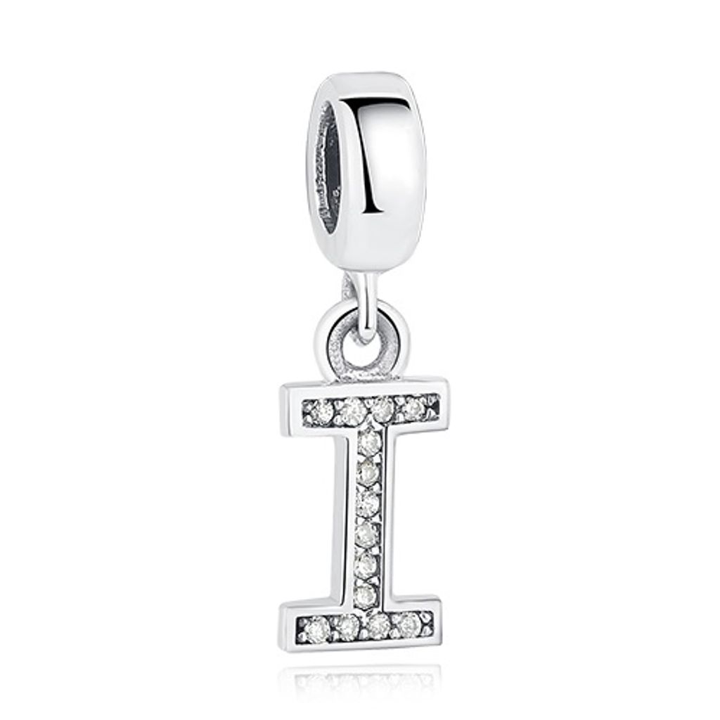 PANDACHARMS Anhänger Charm Buchstabe I, 925er Sterling Silber, passt zu Pandora