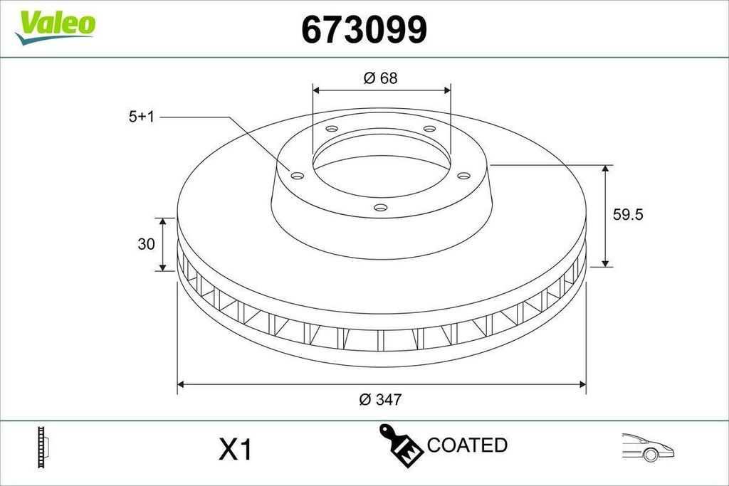 VALEO Bremsscheibe Vorne für AUDI A6 Avant (4F5, C6) 347mm 673099