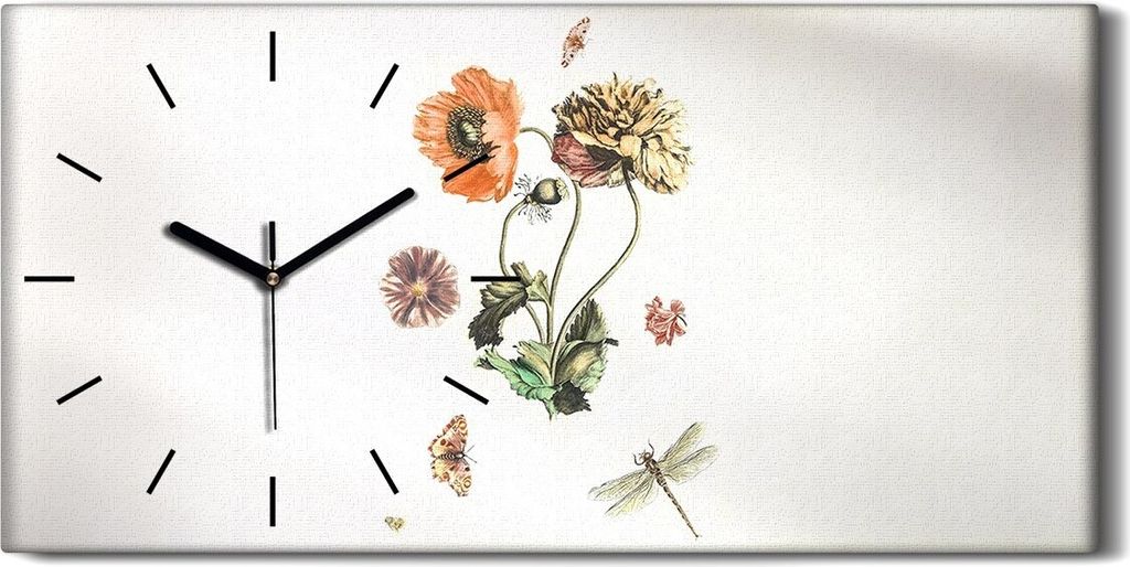 Wandbild Leinwand Bilder Wanduhr Geräuschlos 60x30 Gemälde Blumen Pflanzen Kunst - schwarze Hände