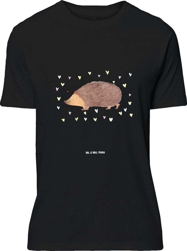 Mr. & Mrs. Panda Größe L T-Shirt Igel Herzen - Schwarz - Geschenk, Liebe, Shirt, Tshirt, Lustige Sprüche, Leben, Kuss, mit Spruch, Herz