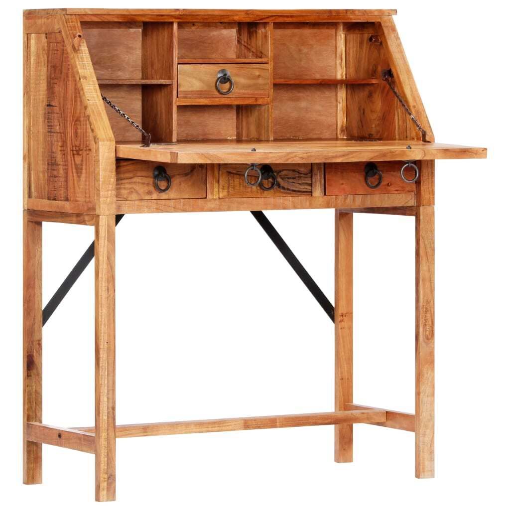 vidaXL Scrivania 90×40×107 cm in legno massiccio di acacia Immagine del prodotto 