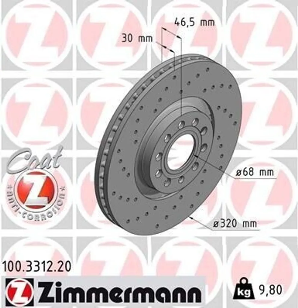 Disque de frein Zimmermann 100.3312.20 : stop aux vibrations sur A4 8E